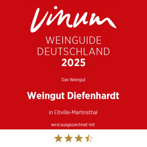Auszeichnung Vinum Weinguide 2025 mit 3,5 Sterne für Weingut Diefenhardt
